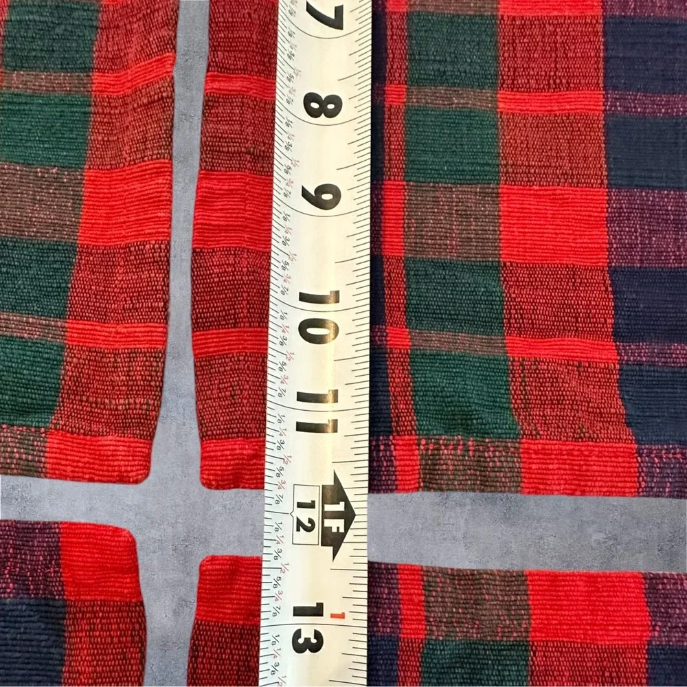 Crate & Barrel Placemats Set of 4 Red Green Blue Plaid Cotton Woven